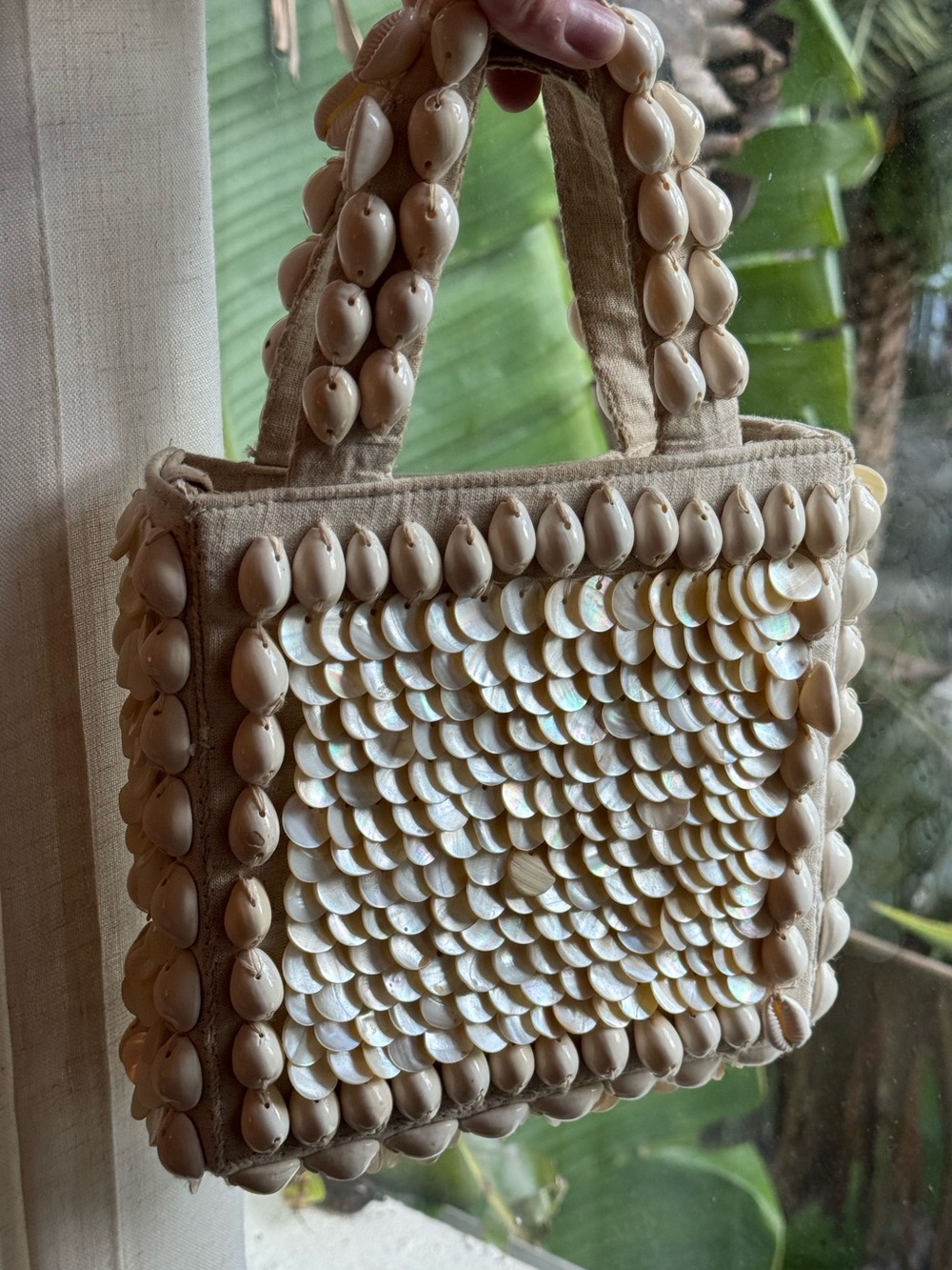 Boho Shell & Mother of Pearl Beaded Mini Handbag